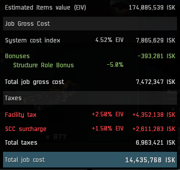 EVE Online Industry Formula - Job Installation Costs EVE Online Industry Formula - Job Installation Costs